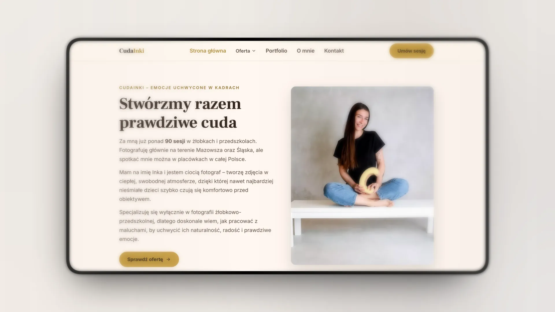 Strona cudainki.pl — widok na desktopie